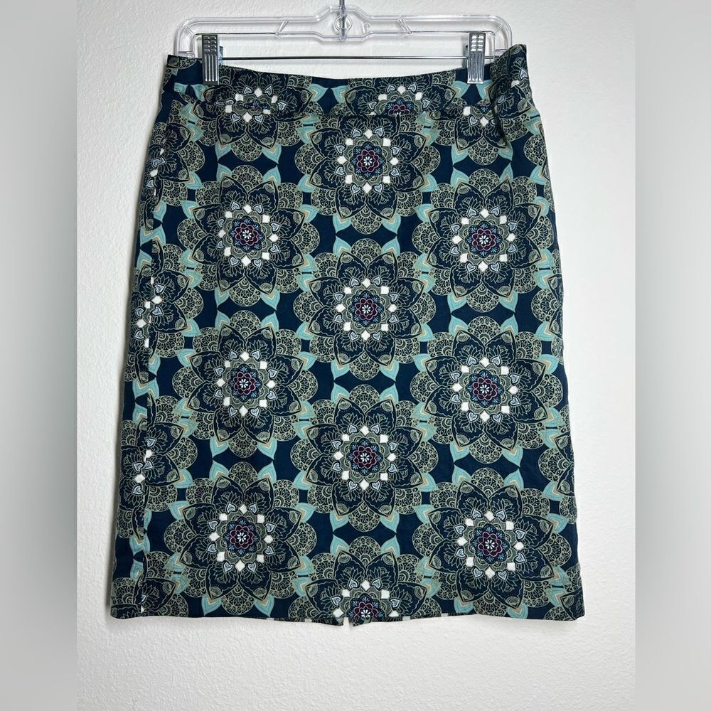 Van Heusen Womens Size 6 Blue Floral Skirt Lined Print Pencil